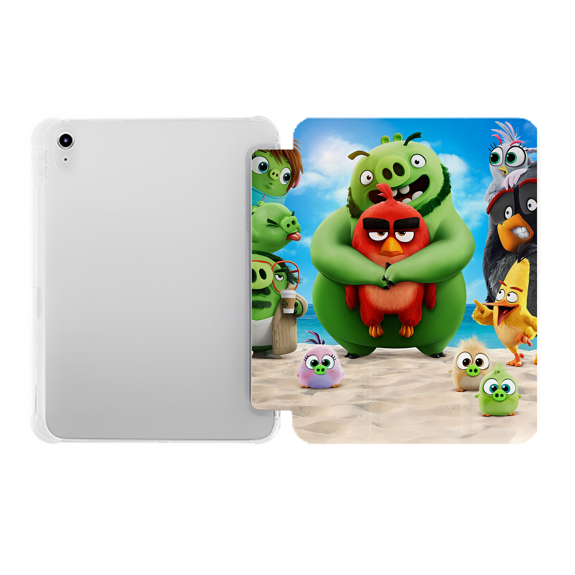 （画像用） Angry Birds アングリーバード IPad ケース ペン収納付き 三つ折りスタンド PUレザー×シリコン 対応機種9.5/10.5/10.9インチ